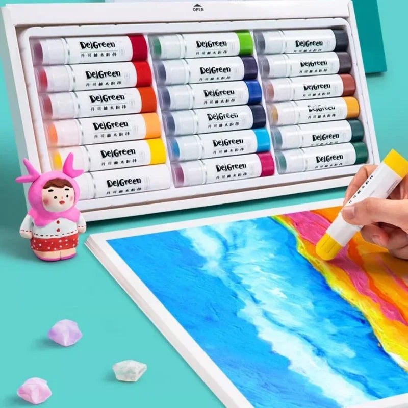Artist Grade Soft Solid Gouache Paint Sticks - 6 12 18 24 Colors, Non-Toxic