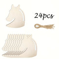 Wooden Horse-Head-Shaped Ornaments Set for Painting DIY Crafts Party Decor