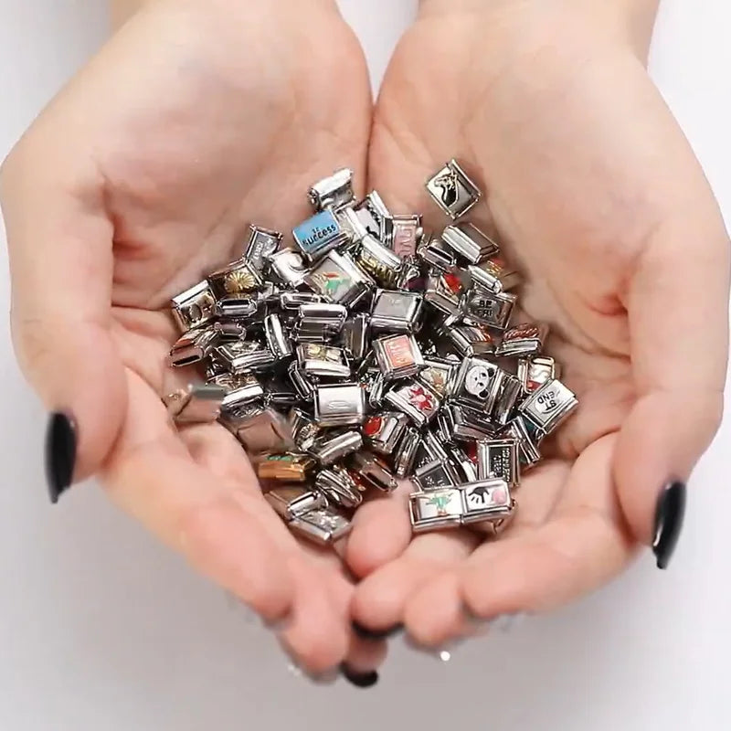 Modular Charm Bracelet Links for DIY Jewelry Making - Stainless Steel, 9mm Fit