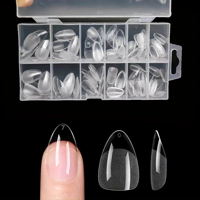 120Pcs Full Cover Nail Tips Set - Stiletto Almond Square Coffin Fake Gel Extensions