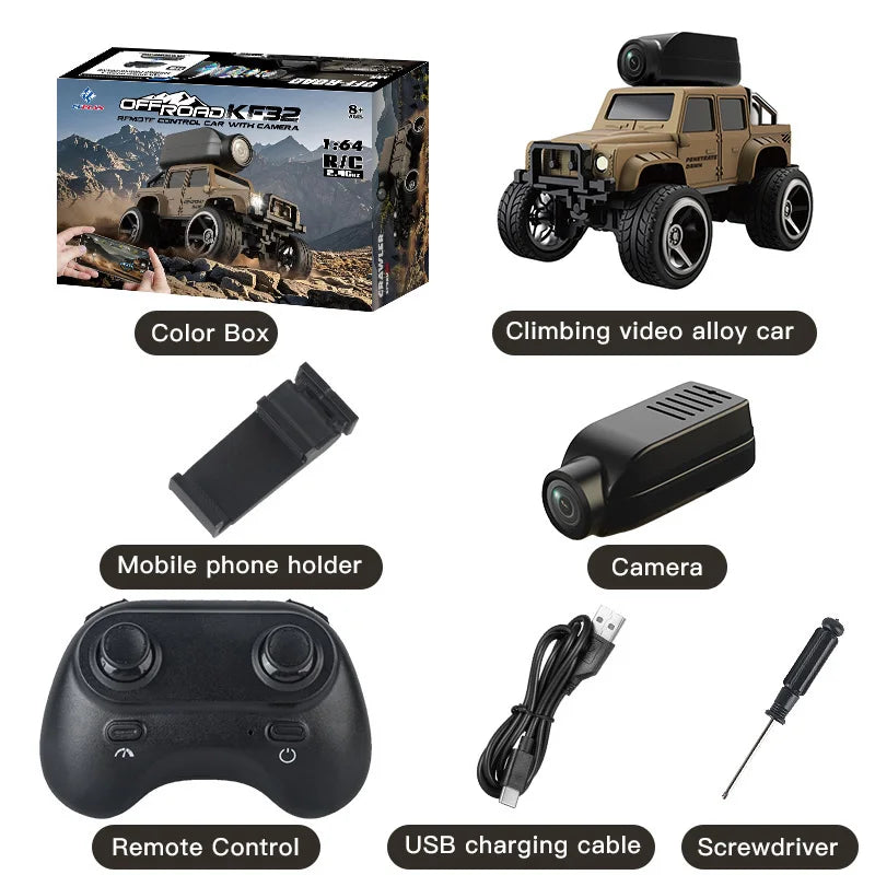 1:64 Alloy RC Off-Road Car with Camera and 2.4GHz Remote Control – Kids Gift