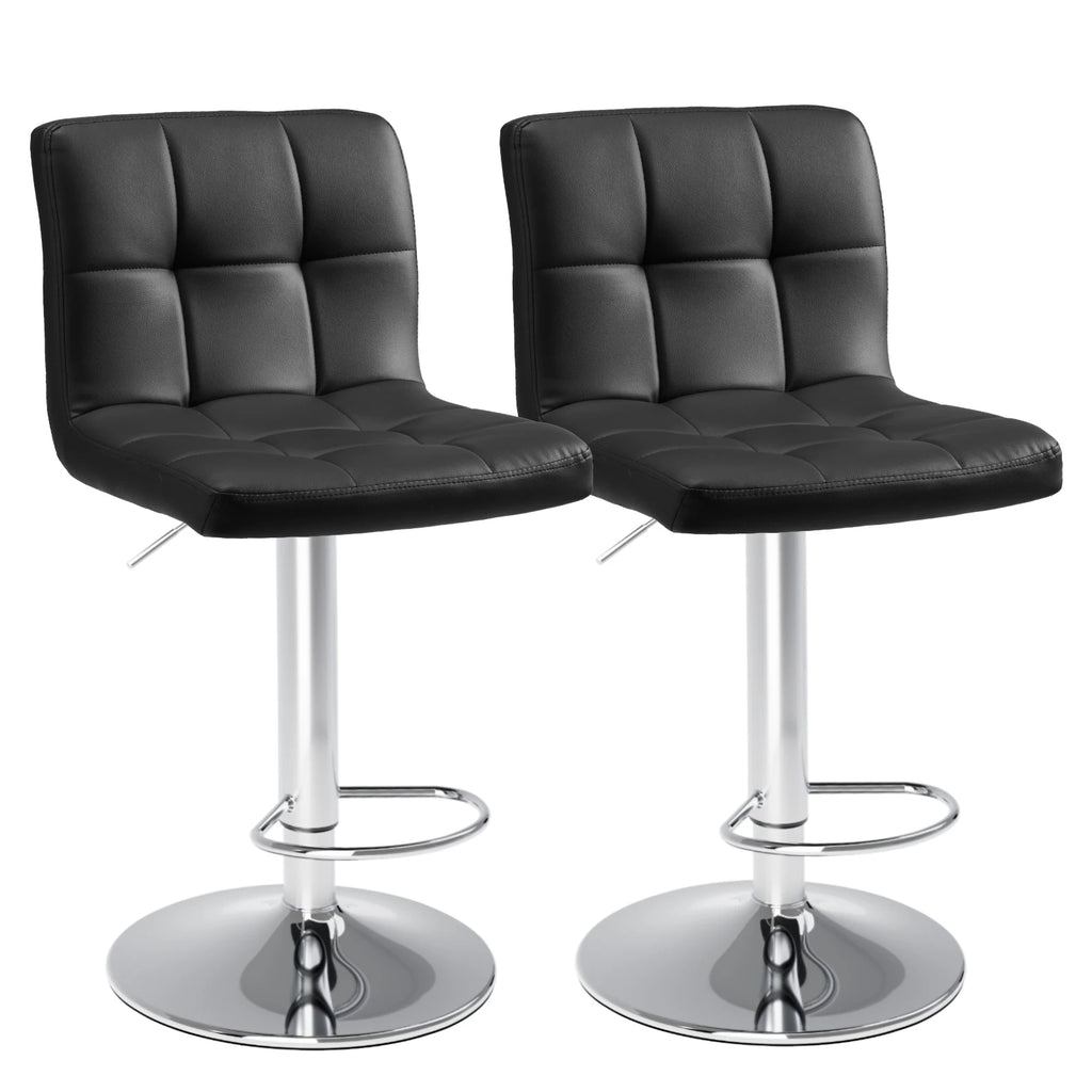 Set of 2 Upholstered Counter Height Bar Stools with Metal Base and Backrest
