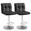 Set of 2 Upholstered Counter Height Bar Stools with Metal Base and Backrest