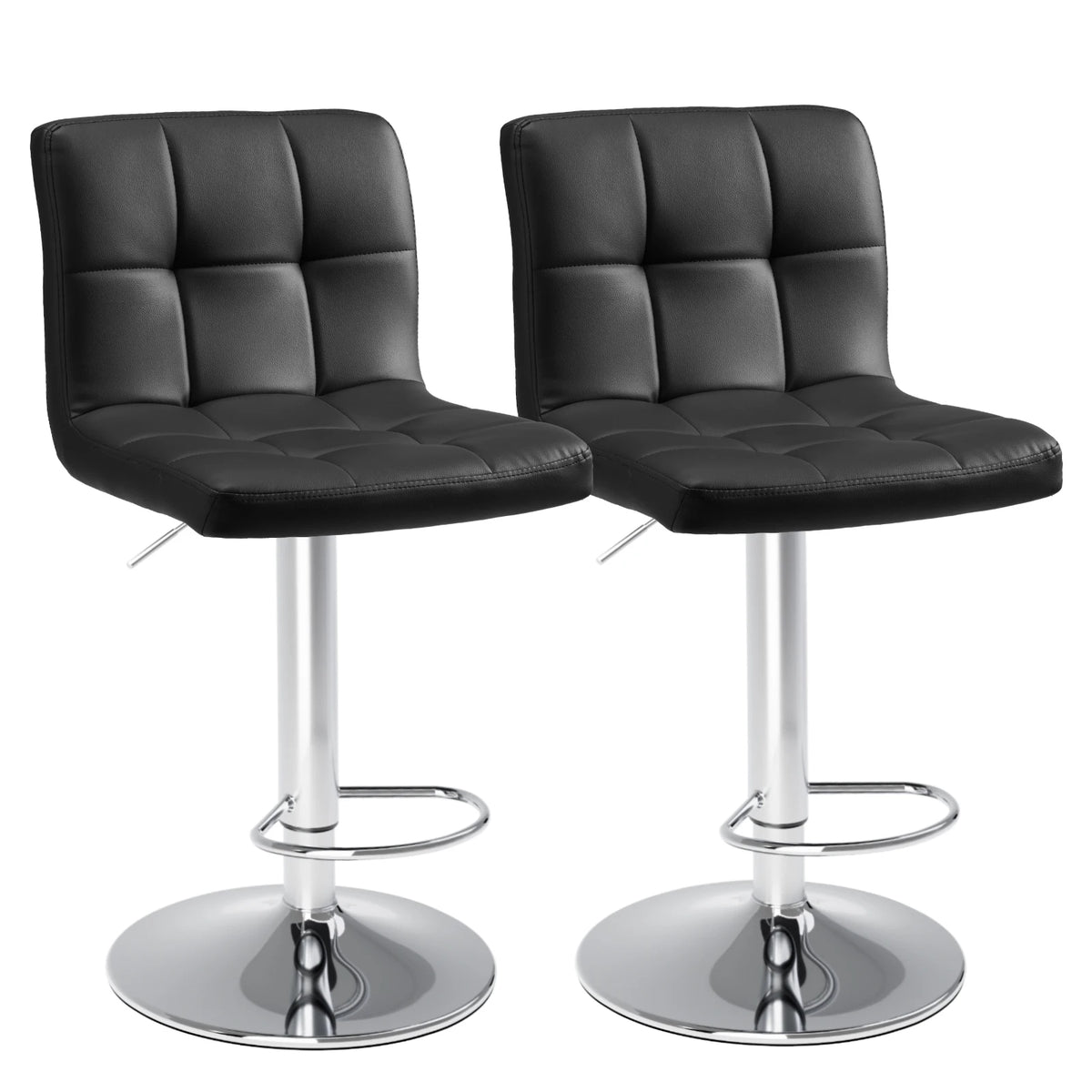 Set of 2 Upholstered Counter Height Bar Stools with Metal Base and Backrest