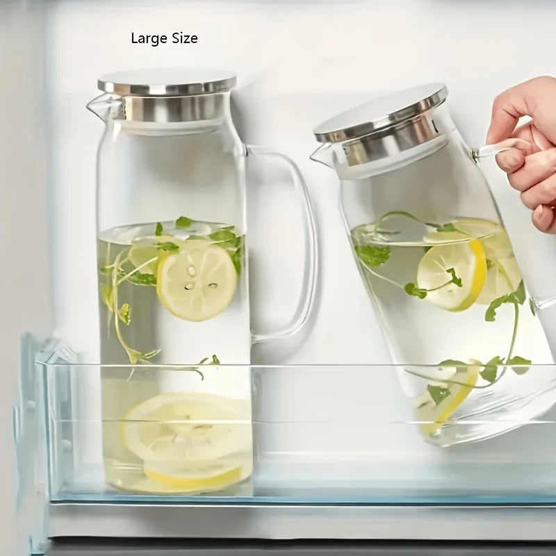 Borosilicate Glass Water Pitcher 1L 1.5L with Stainless Steel Lid Household Juice & Coffee Jug
