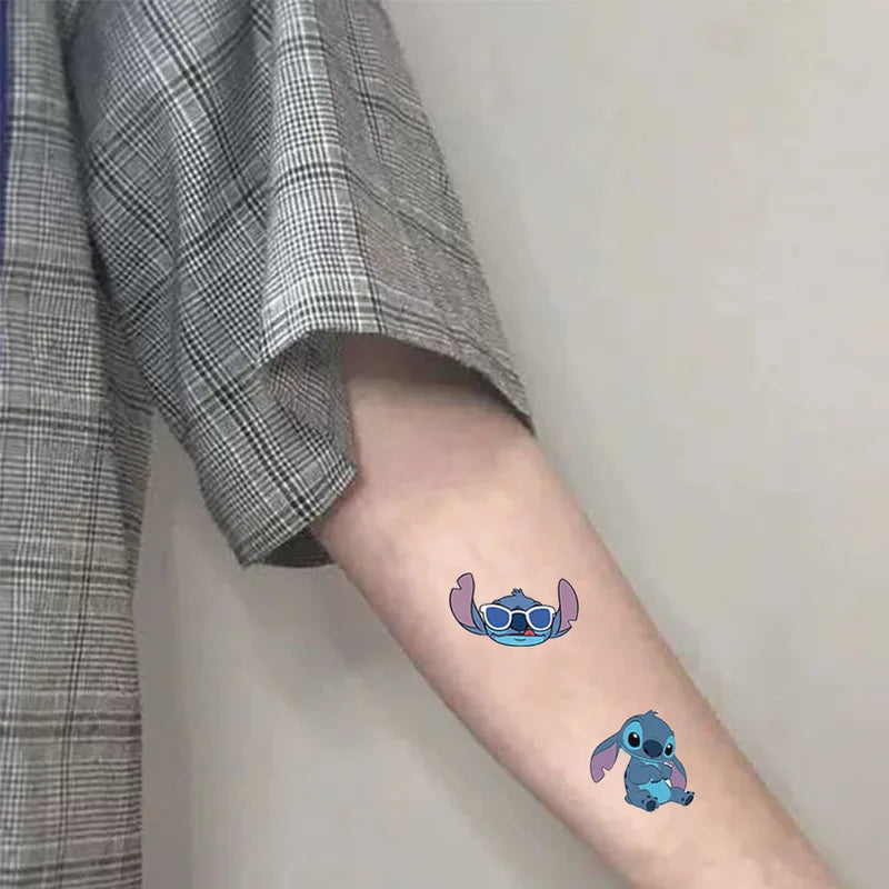 10pcs Cartoon Interstellar Baby Stitch Temporary Tattoo Stickers Halloween Party Body Art
