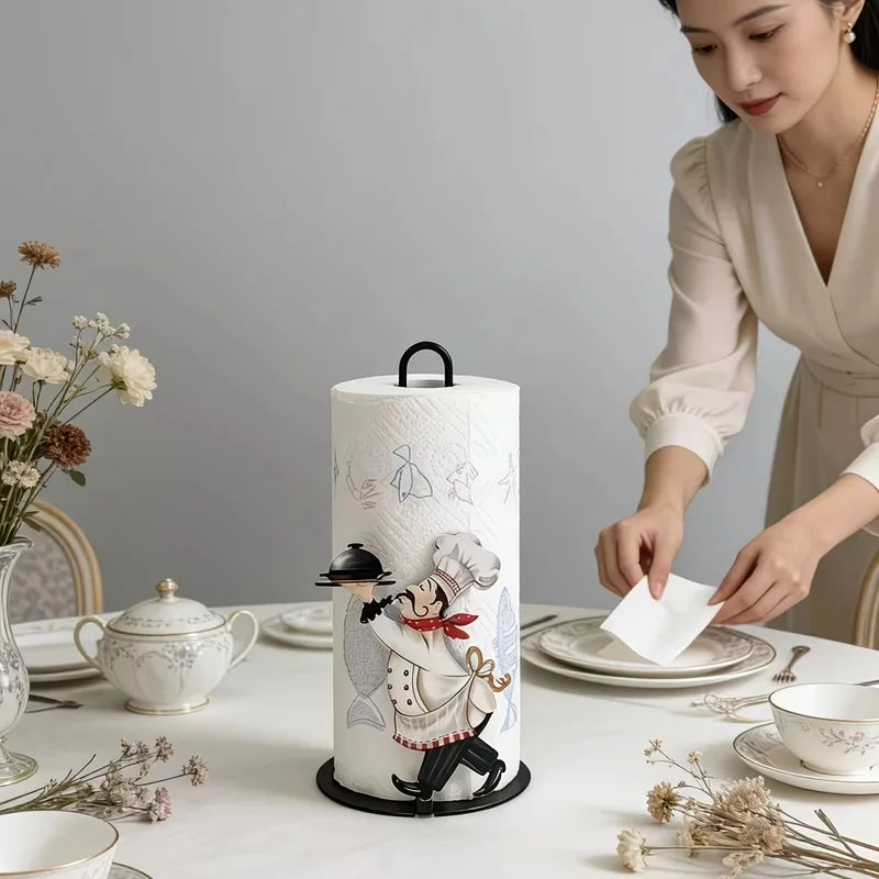 Tissue Holder with Tray - Freestanding Paper Towel and Napkin Organizer for Kitchen