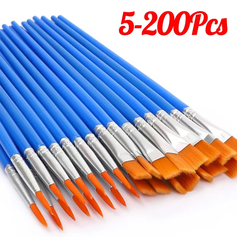 Kids Paint Brush Set for Acrylic Watercolor Oil Painting - 5-200pcs Craft Art Tools