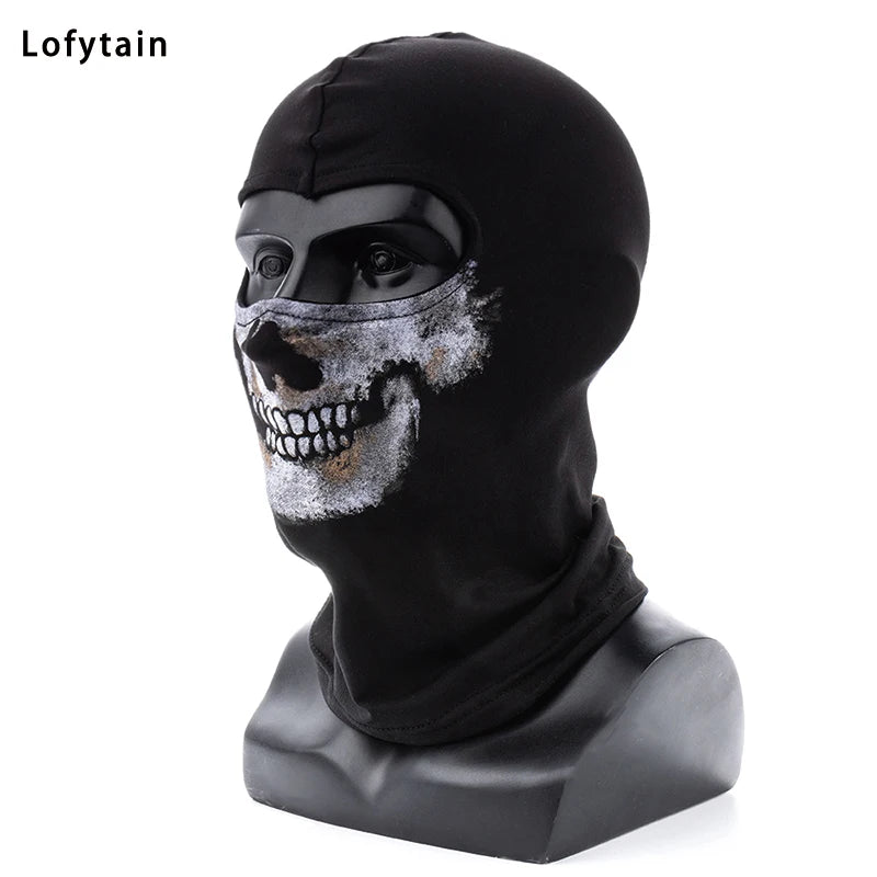 Ghost Skull Balaclava Face Mask for Cosplay & Gaming - Elastic Spandex, Mesh Eye Cover