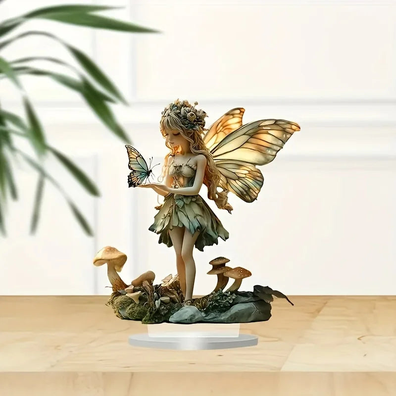 Bohemian Fairy Statue Desktop Decor with Stand - Home & Office