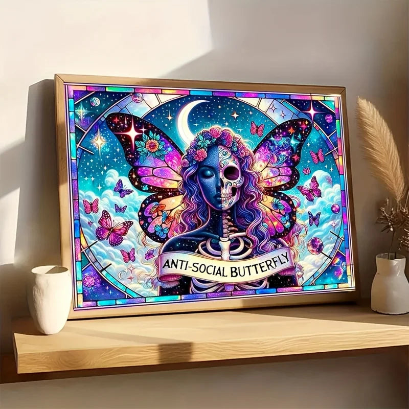 Diamond Painting Kit Halloween Skeleton Theme Full Diamond Art with Frame-Free Design