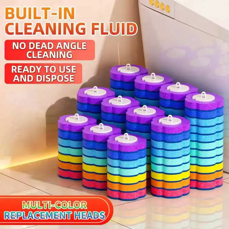 Disposable Toilet Brush Head with Antibacterial Cleaner - Hygienic Replacement Sponge, Universal Fit