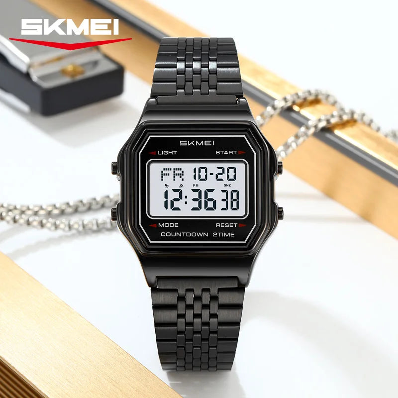 Luxury Men's Digital Watch Waterproof Stainless Steel LED Sport Watch