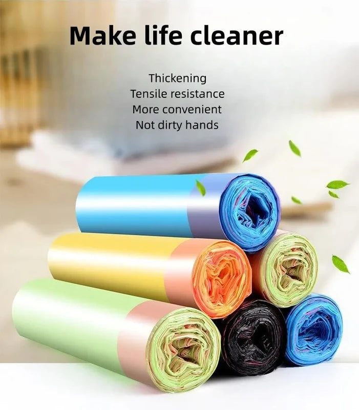 Drawstring Trash Bags 75 Count - Strong Leak-Proof Waste Disposal for Home & Kitchen