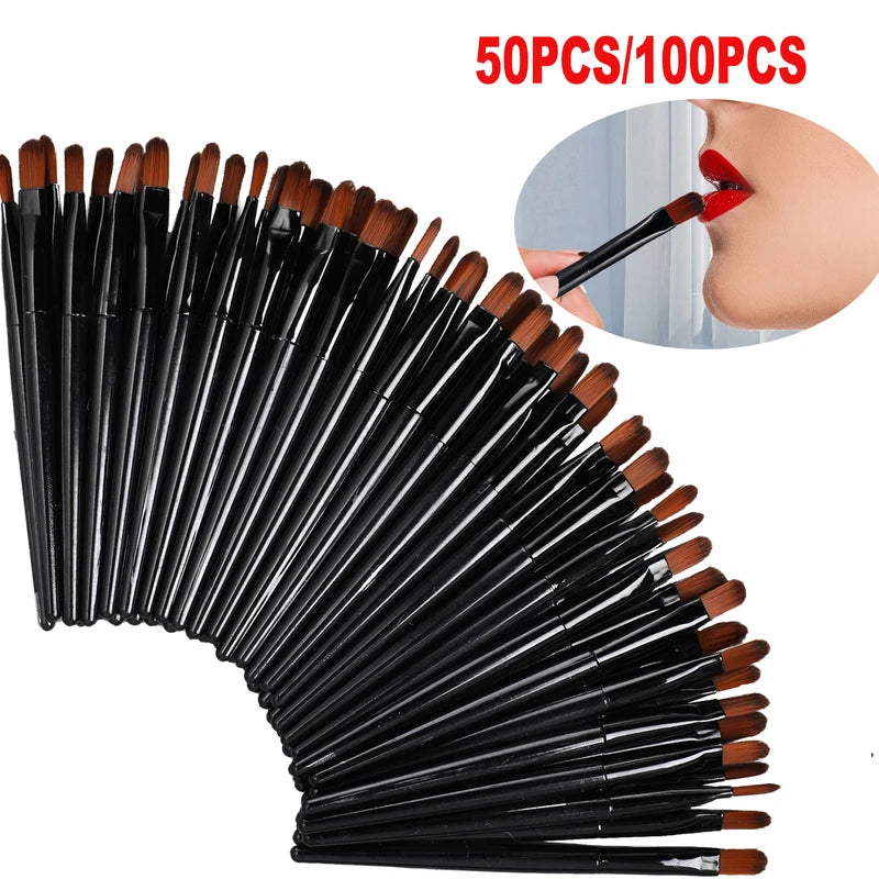 Disposable Lip Brush Applicator Set for Lip Gloss & Makeup - 50/100 Pcs
