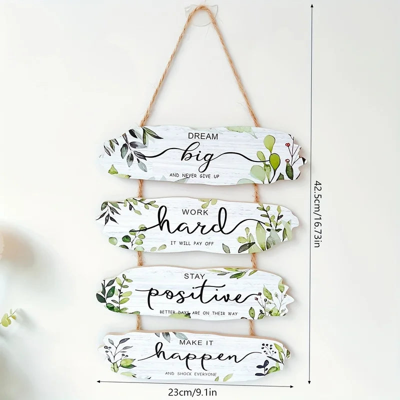 Rustic Wooden Inspirational Wall Decor Sign with Quotes for Home & Holiday