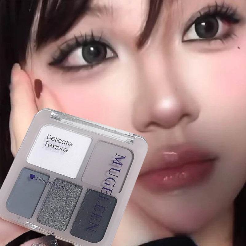 5-Color Eyeshadow Palette with Matte and Shimmer Shades for Versatile Makeup