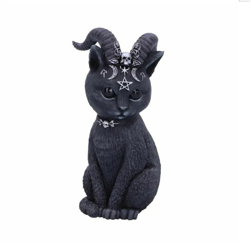 Halloween Cat Resin Ornament Set - Animal Sculpture for Garden & Home Decor