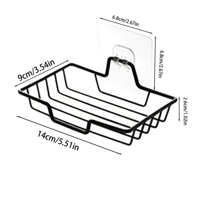Stainless Steel Wall-Mounted Soap Dish with Drain Holes - No Drill Bathroom Decor
