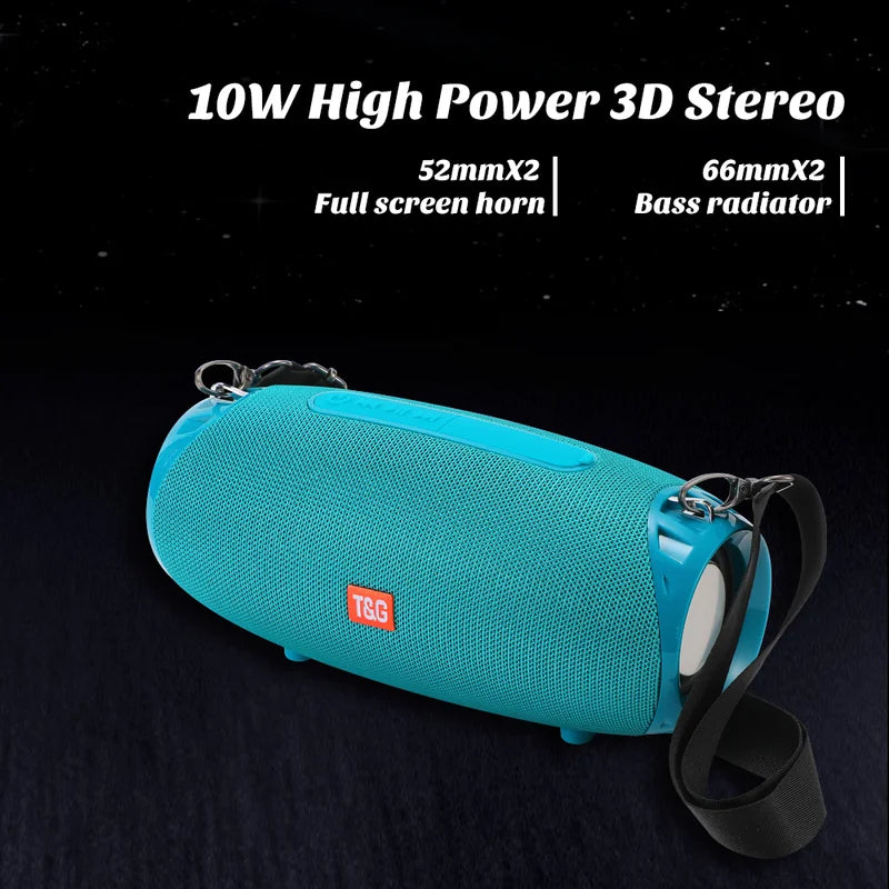 Portable Bluetooth Speaker 10W Wireless Sound Box with FM Radio & TF Card Support