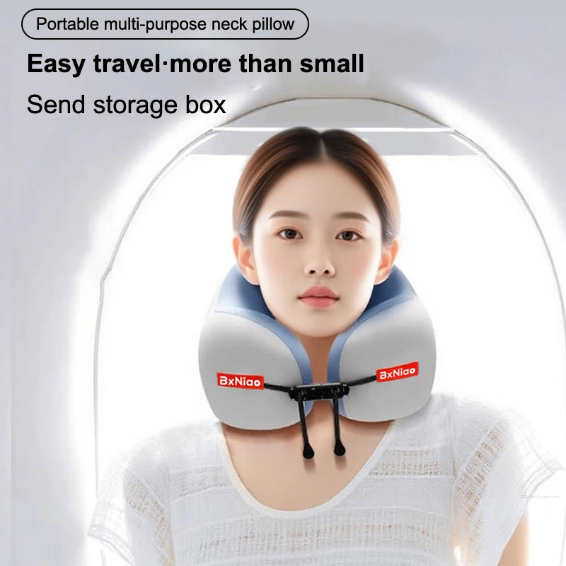 Travel Memory Foam U-Shaped Pillow Neck Support for Airplane & Travel