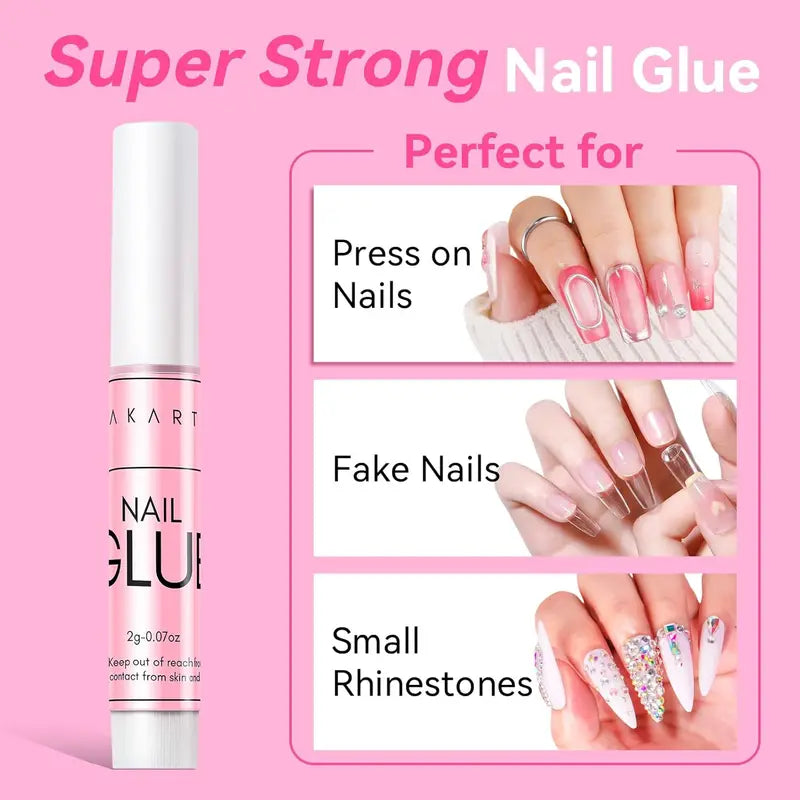 Strong Nail Glue for Press-On & Acrylic Nails - Long-Lasting Adhesive Gel