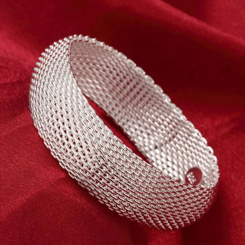 Wholesale Trendy 925 Sterling Silver Heart Open Bangles for Women Jewelry
