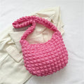 Large Capacity Crossbody Shoulder Bag with Pleated Plaid Design - Quilted Tote