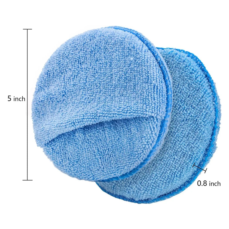 Microfiber Wax Applicator Sponges - 5 Inch Car Polishing Pads, Lint-Free, Ultra-Soft - 10 Pack