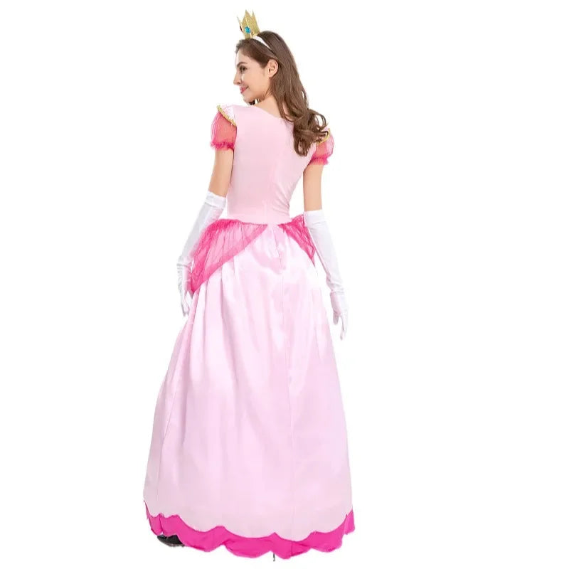 Princess Peach Costume Women Cosplay Dress Up Halloween Party Fancy Dress