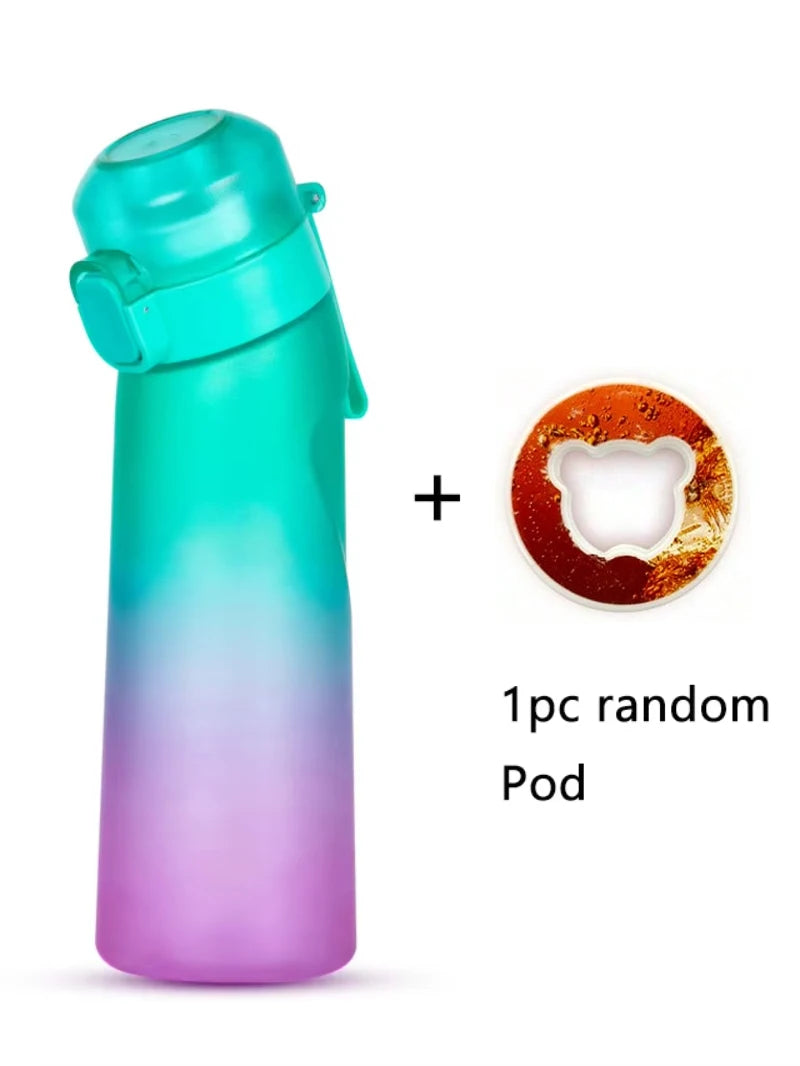 Gradient Reusable Water Bottle with Bear-Shaped Scented Pods 650ml Outdoor Drinkware