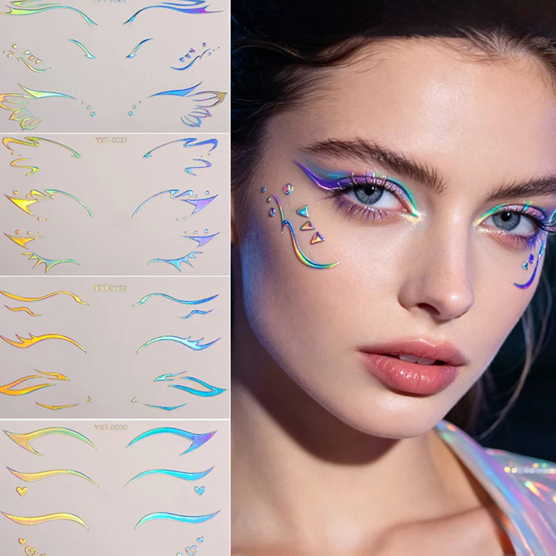 Holographic Eye & Face Sticker Set for Makeup & Party Looks - Waterproof, Easy Removal
