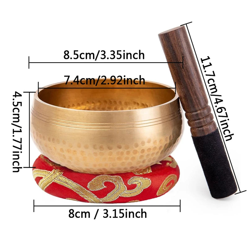 Handcrafted Brass Singing Bowl Set for Meditation Yoga Stress Relief Home Decor