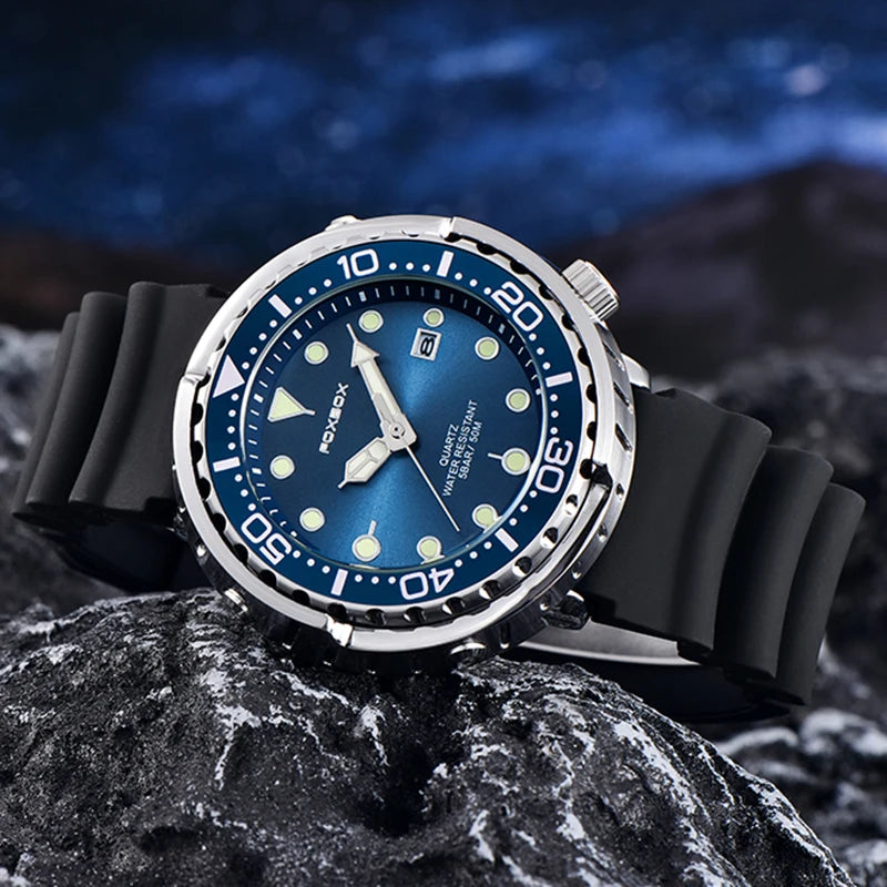 Men's Waterproof Sport Quartz Watch 50ATM Diver Watch with Date