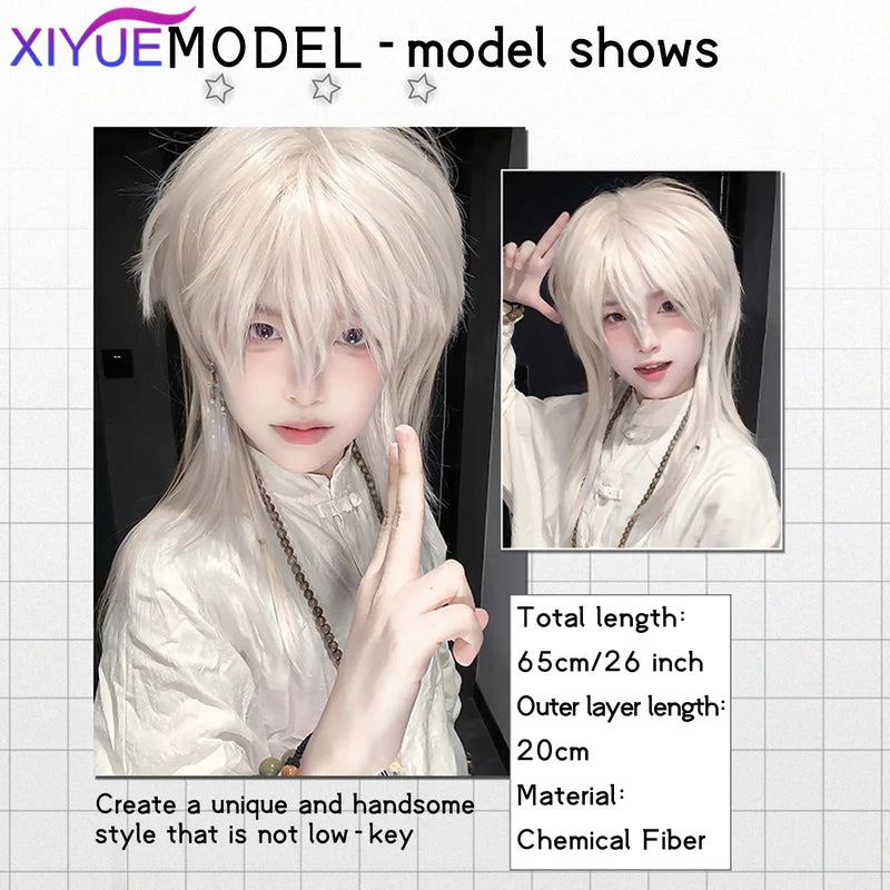 Blonde Mullet Wig Synthetic Long Straight Fluffy Cosplay Party Wig - Multiple Colors