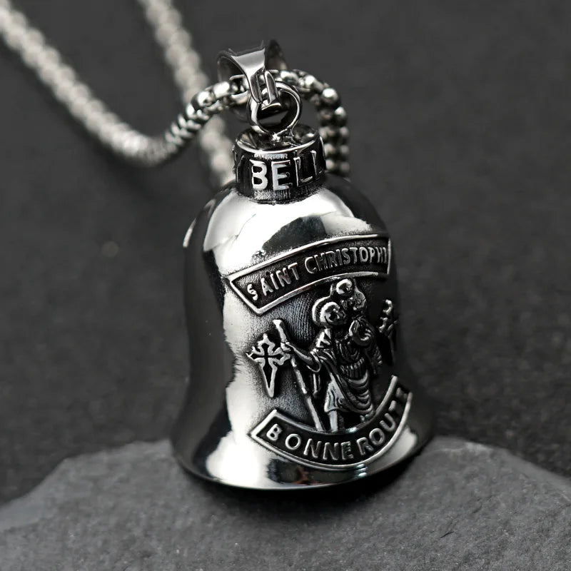 Motorcycle Bell Pendant Necklace Punk Lucky Jewelry for Men