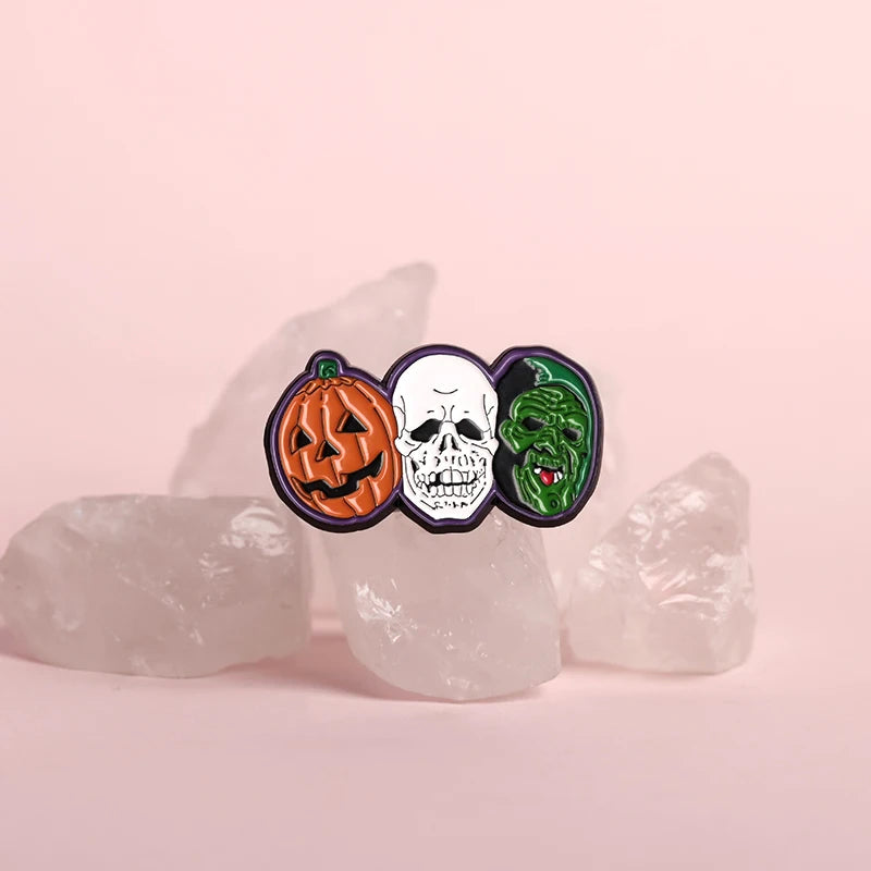 Halloween Skull Brooch Enamel Pin Gothic Punk Jewelry Gift