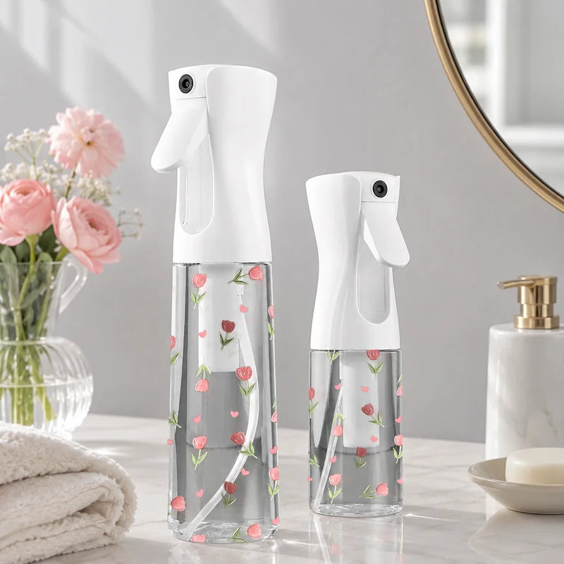 Refillable Floral Mist Spray Bottle - Fine Water Sprayer for Hair Plants Cleaning Travel