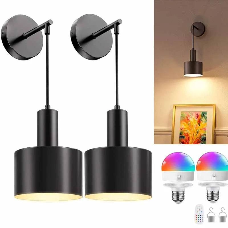Rechargeable RGB Wall Lamps with Remote Dimmable Living Room Bedroom Sconce