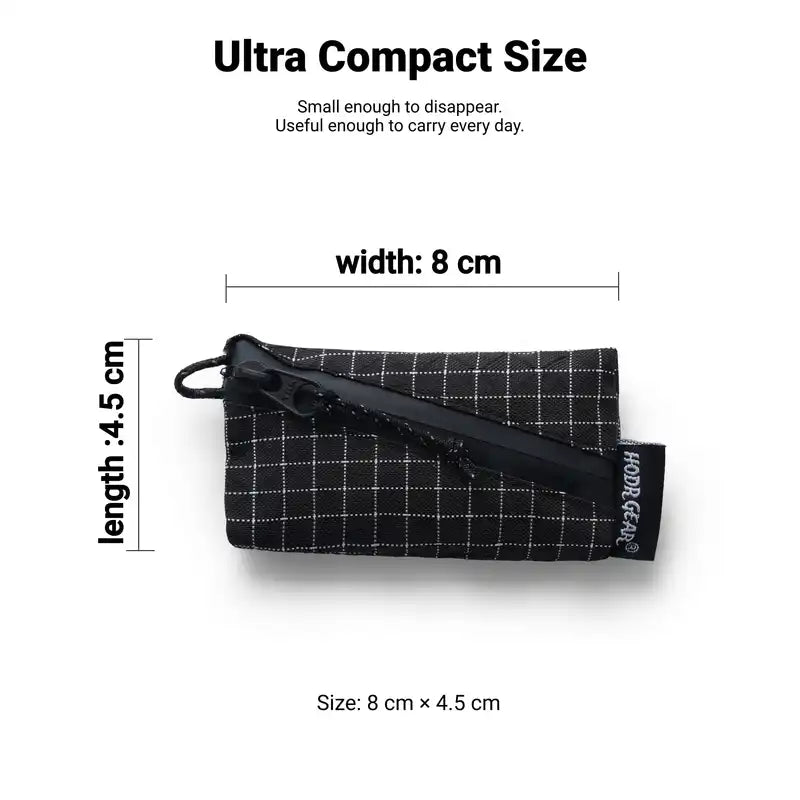 Ultralight Travel Coin & Key Pouch - Upcycled UHMWPE Gridstop, D-Ring, Compact