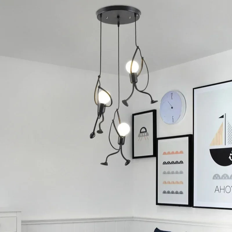 Retro Wrought Iron Chandelier for Restaurant Cafe Living Room Modern Creative Lighting
