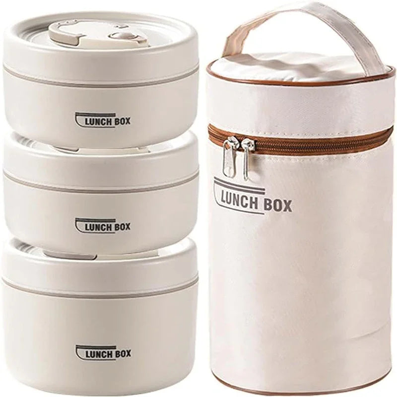 Insulated Stainless Steel Lunch Box Set 3pcs with Carry Bag - Food Grade Food Storage