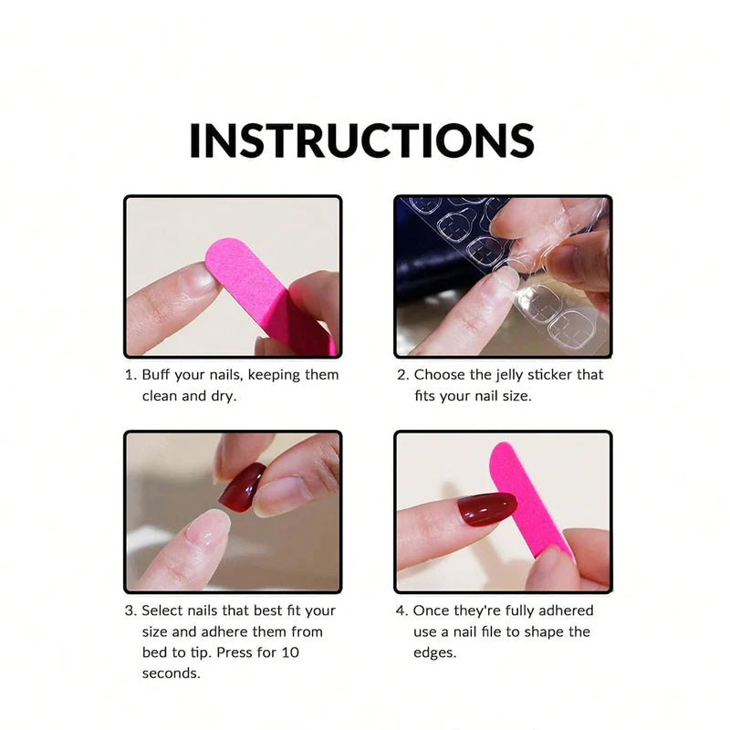 Medium Square White 3D Stereo Press On Nails - Full Cover Fake Nail Set for Stylish Women & Girls