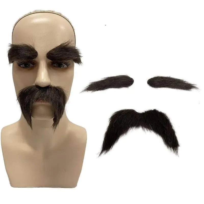 Fake Mustache and Eyebrows Set for Costume and Pretend Play - Halloween Party Props