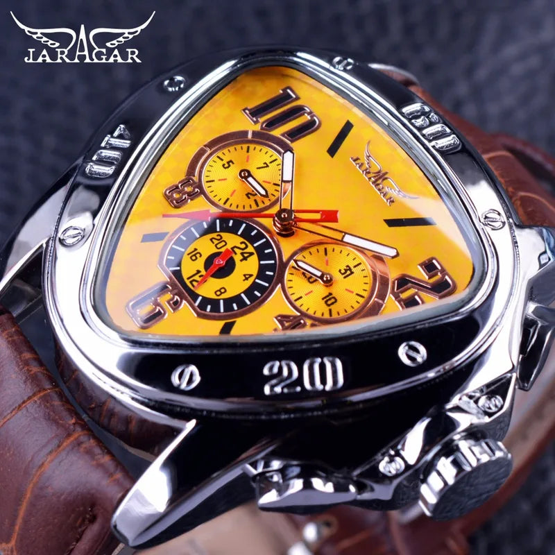 Men's Mechanical Watch with Leather Strap, Automatic Waterproof Design