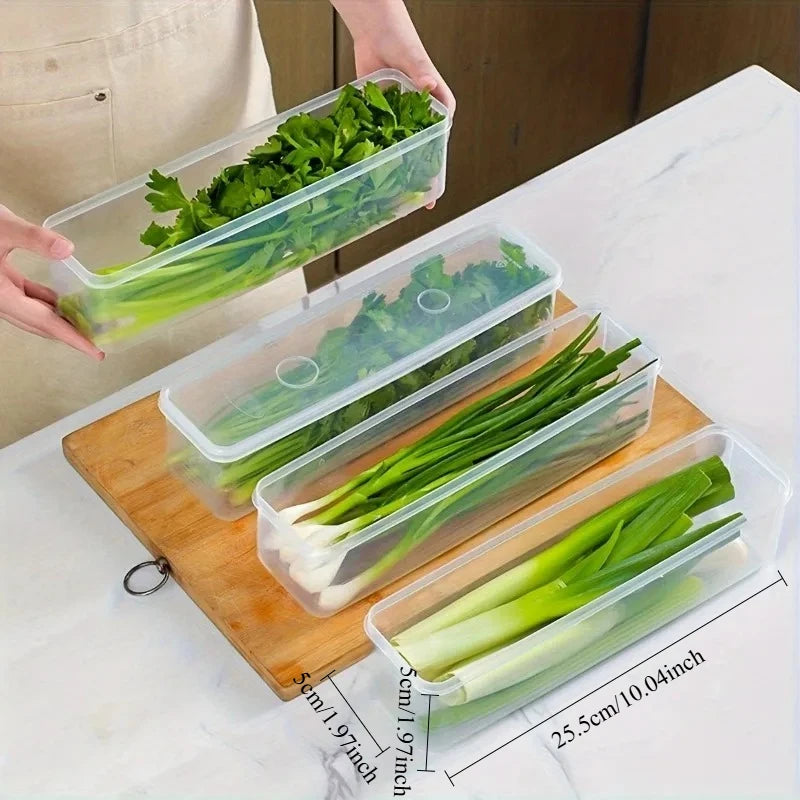 4 Pack Rectangular Food Storage Containers - Reusable Plastic Refrigerator Organizer Boxes