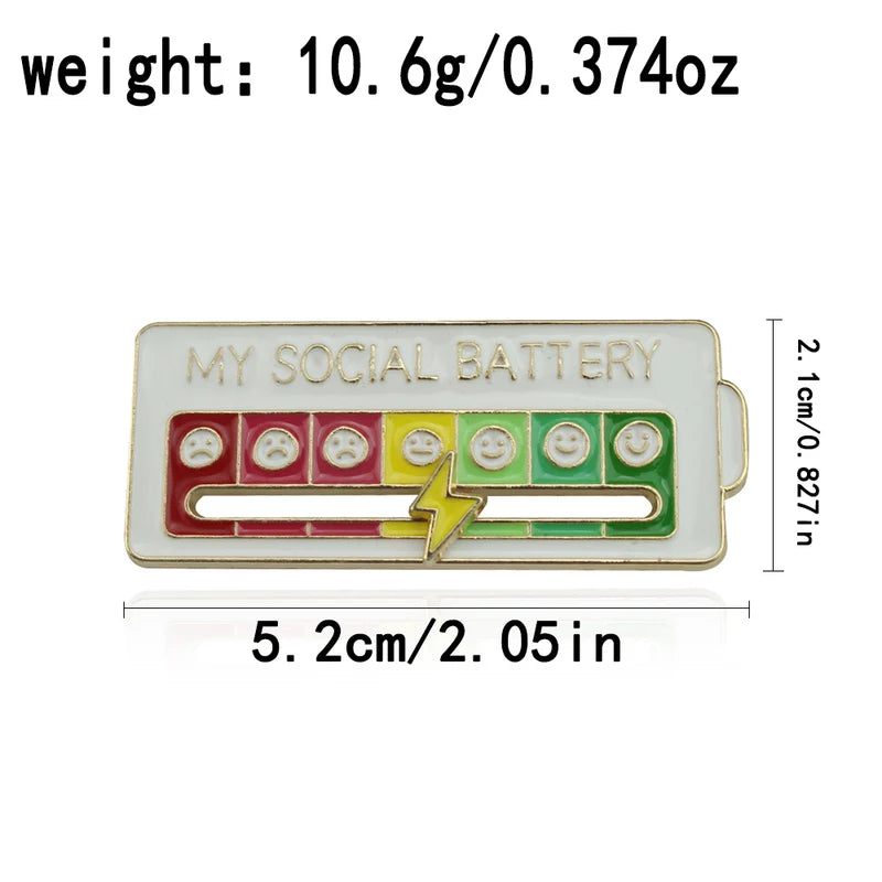 Mood Expression Pins Badge Gift for Men Women Enamel Brooch Social Power Energy