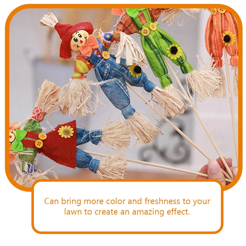 Halloween Garden Scarecrow Decor Set - 4 Mini Animated Autumn Yard Ornaments