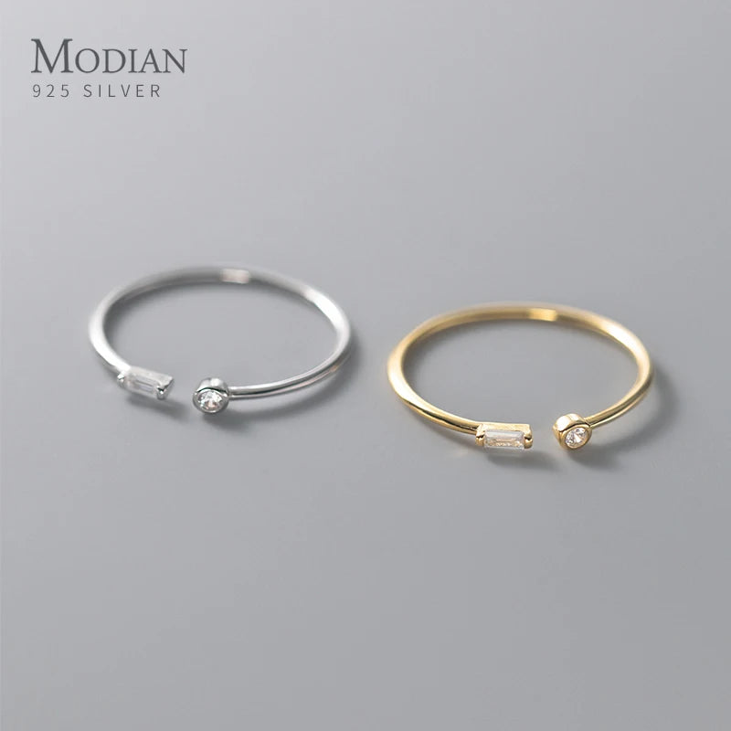 Sterling Silver CZ Ring for Women Adjustable Gold Finish Wedding Jewelry