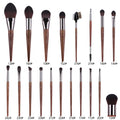 2-Piece Makeup Brush Set - Natural Wood Handle Cosmetic Tools for Face & Eye
